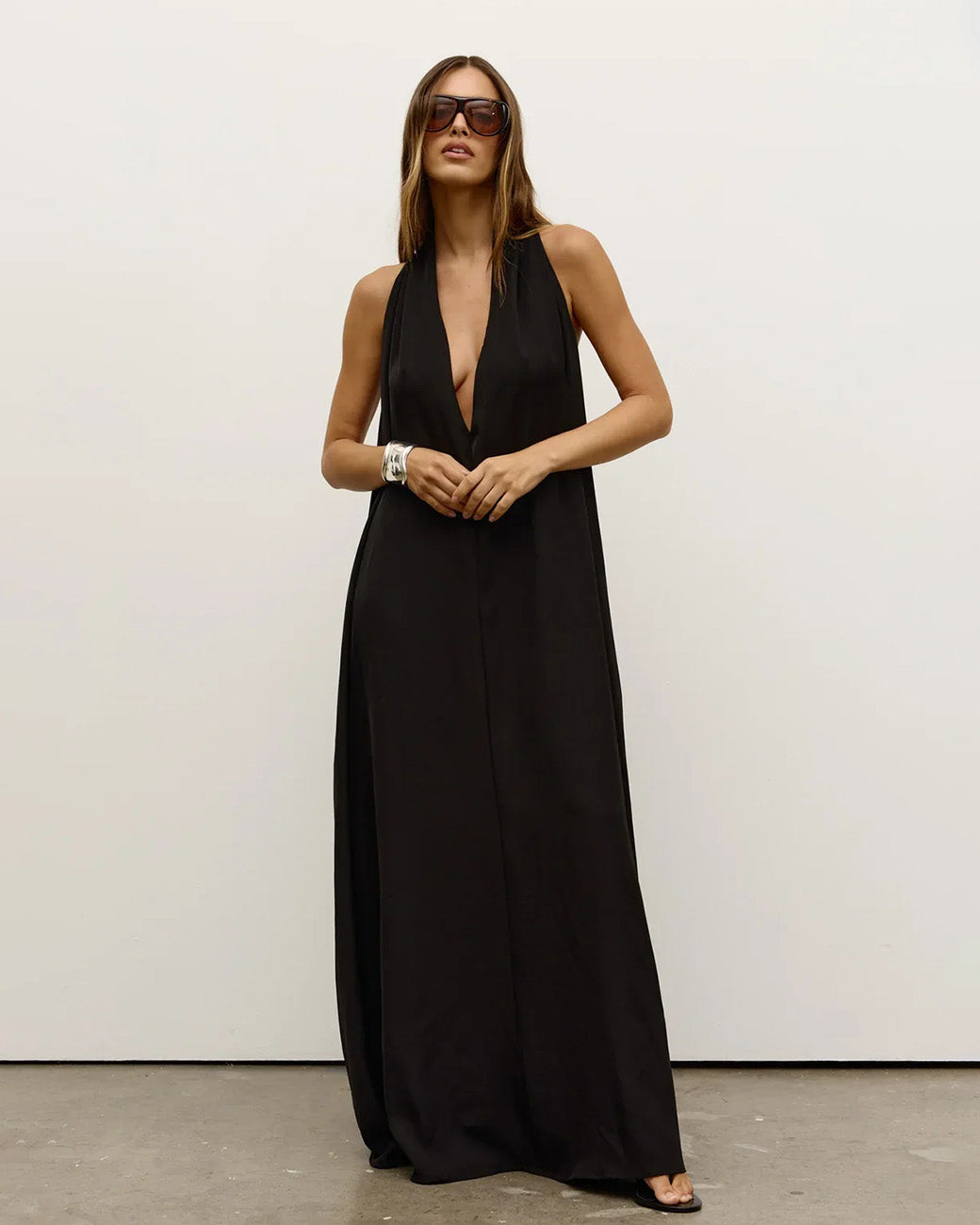 evyn halter maxi dress Elysian Betsy and Adam Long 100% Polyester casual-chique-jurk Color:SILVER-NUDE