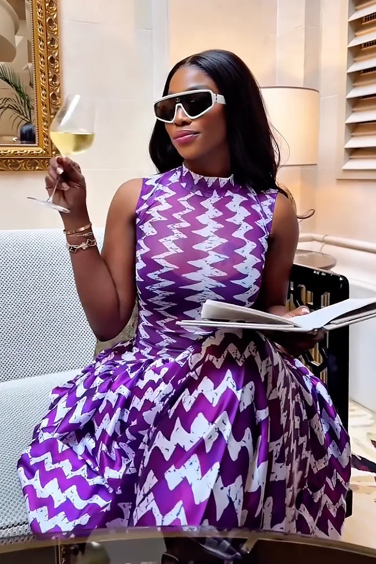 Seraphina Violet Chevron Maxi Dress