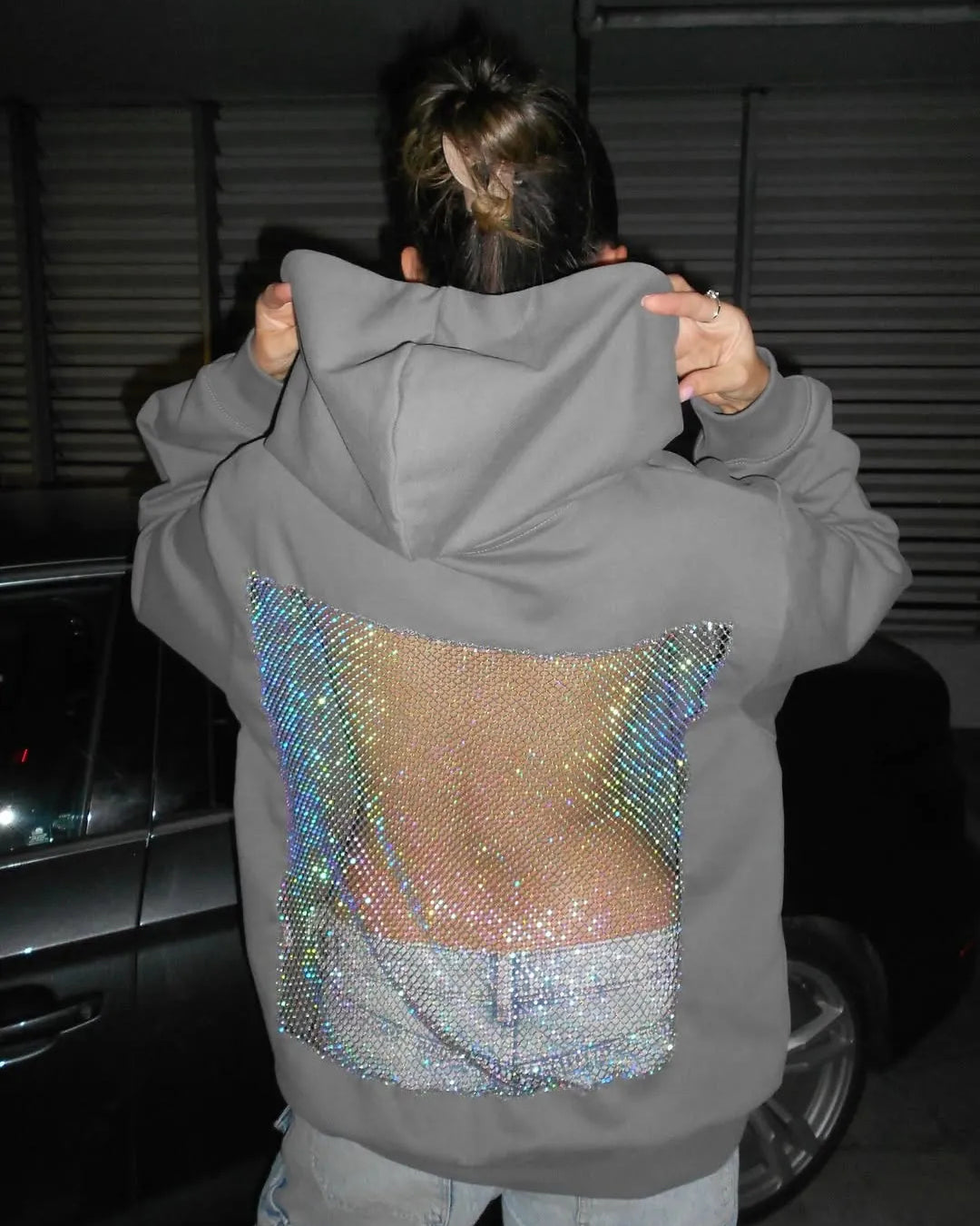 Luna Rhinestone Mesh Hoodie