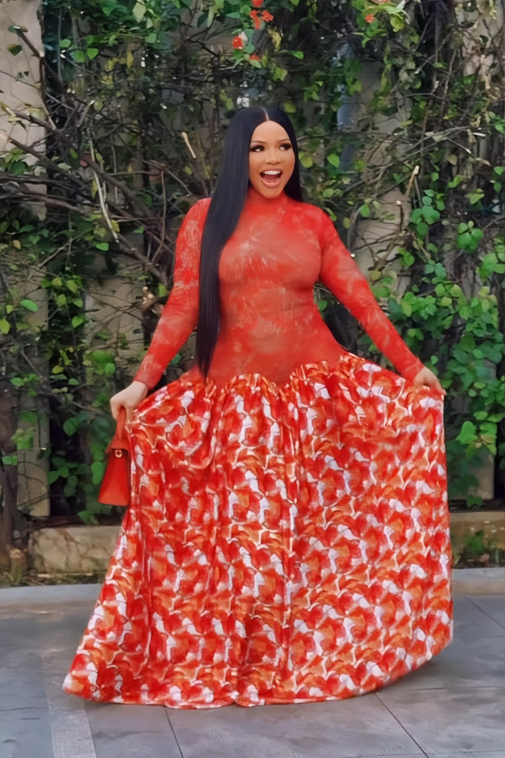 Valencia Crimson Bloom Maxi Dress
