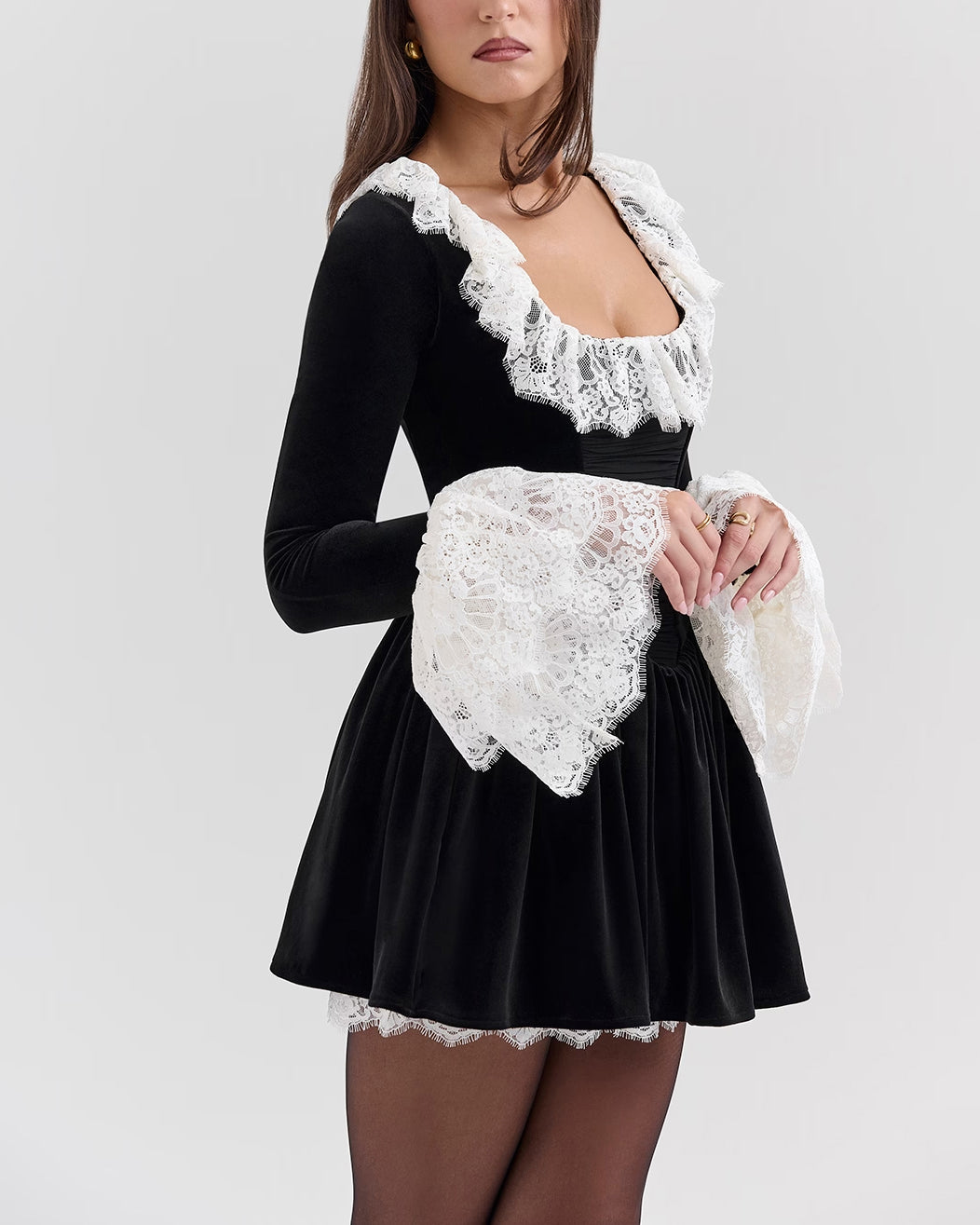 Luxurious Velvet & Lace Mini Dress