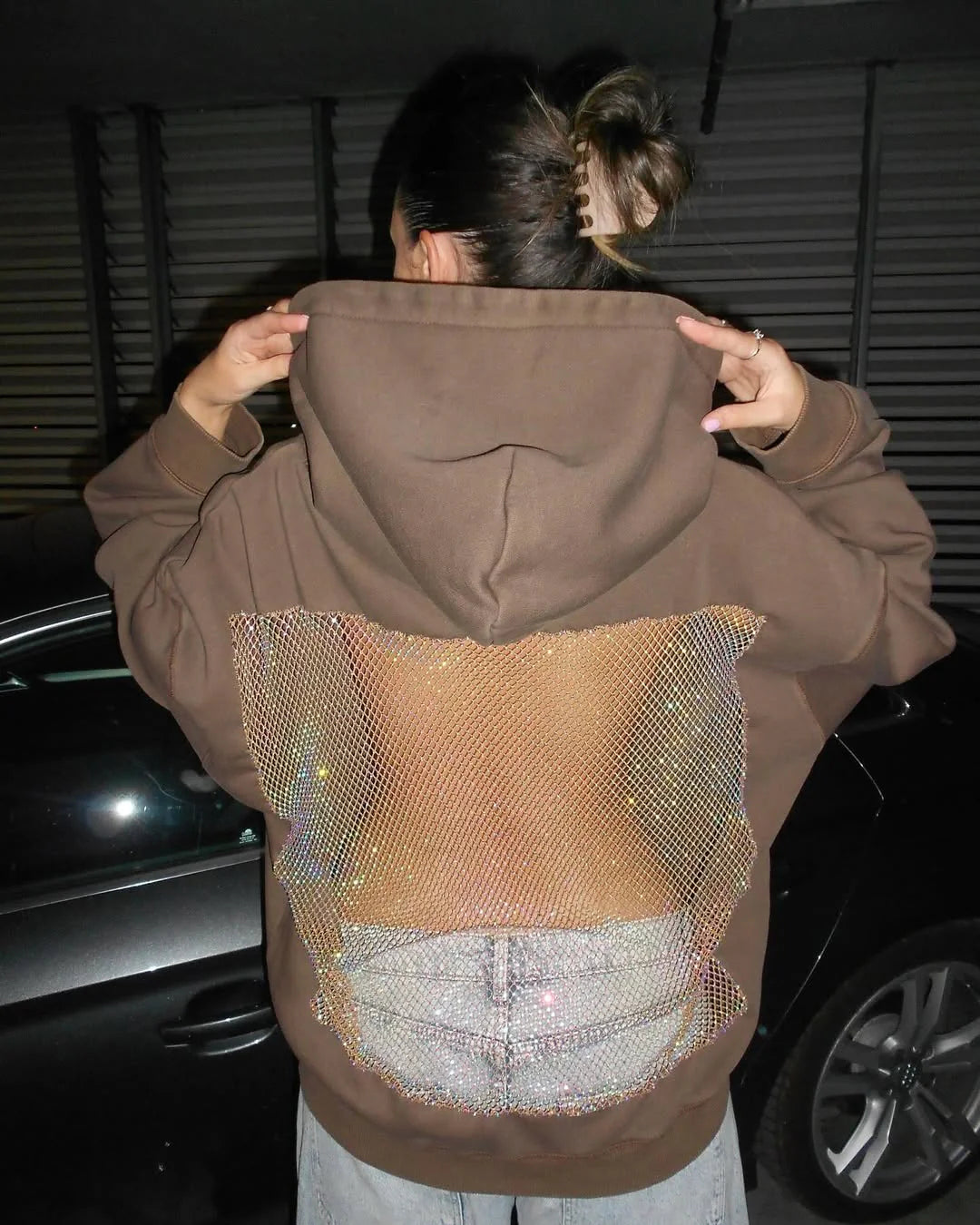 Luna Rhinestone Mesh Hoodie