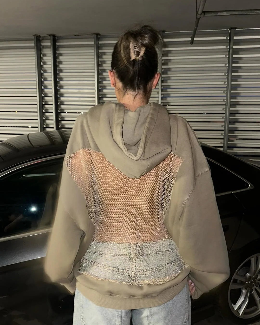 Luna Rhinestone Mesh Hoodie