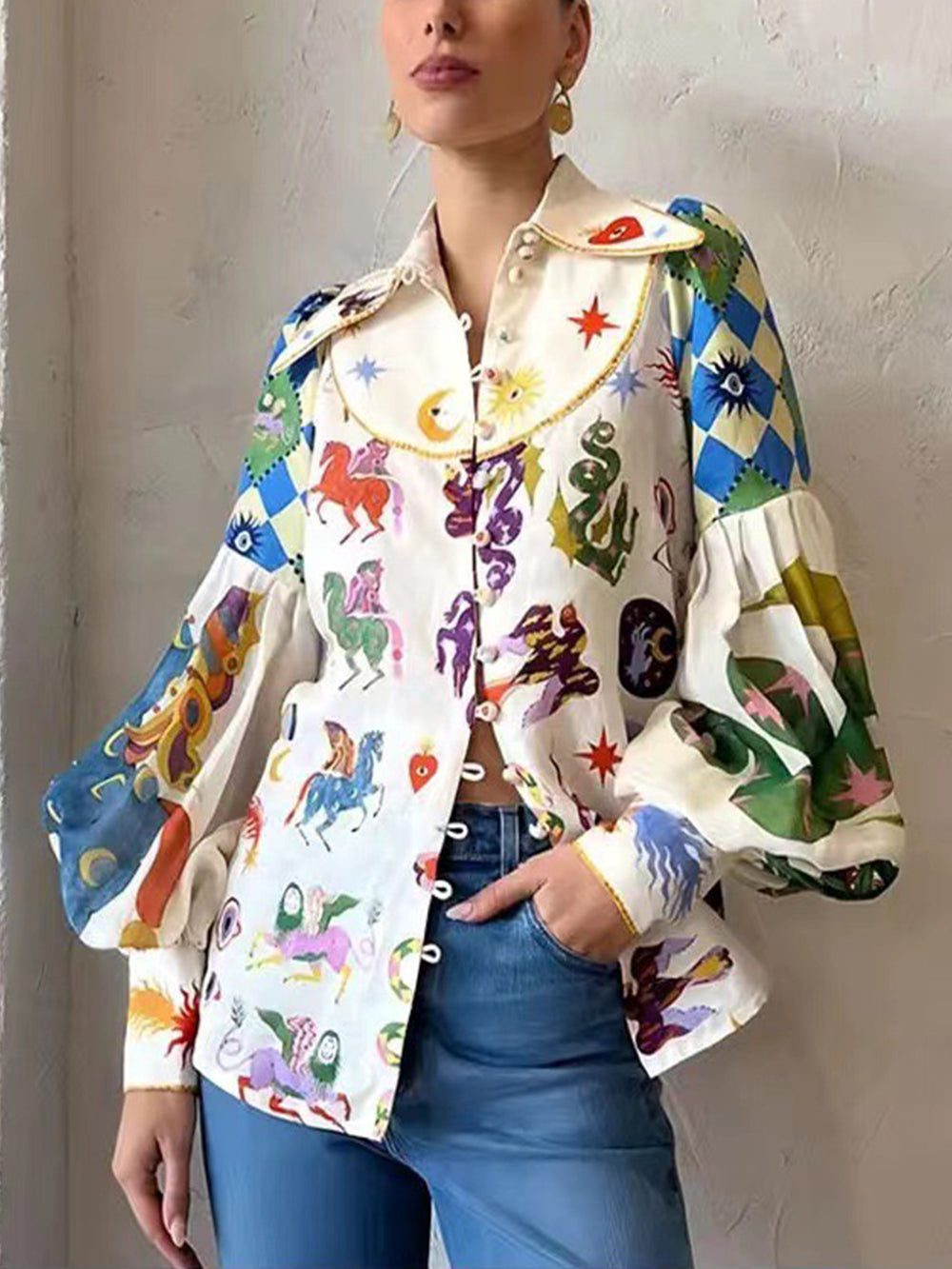 Rebel Graffiti Lantern Sleeve Shirt