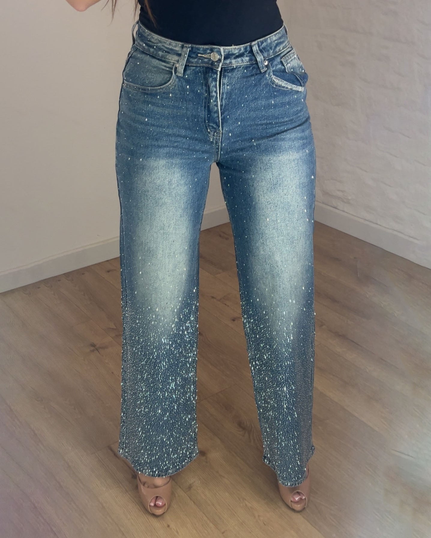 Celeste Ombre Crystal Wide Leg Jeans