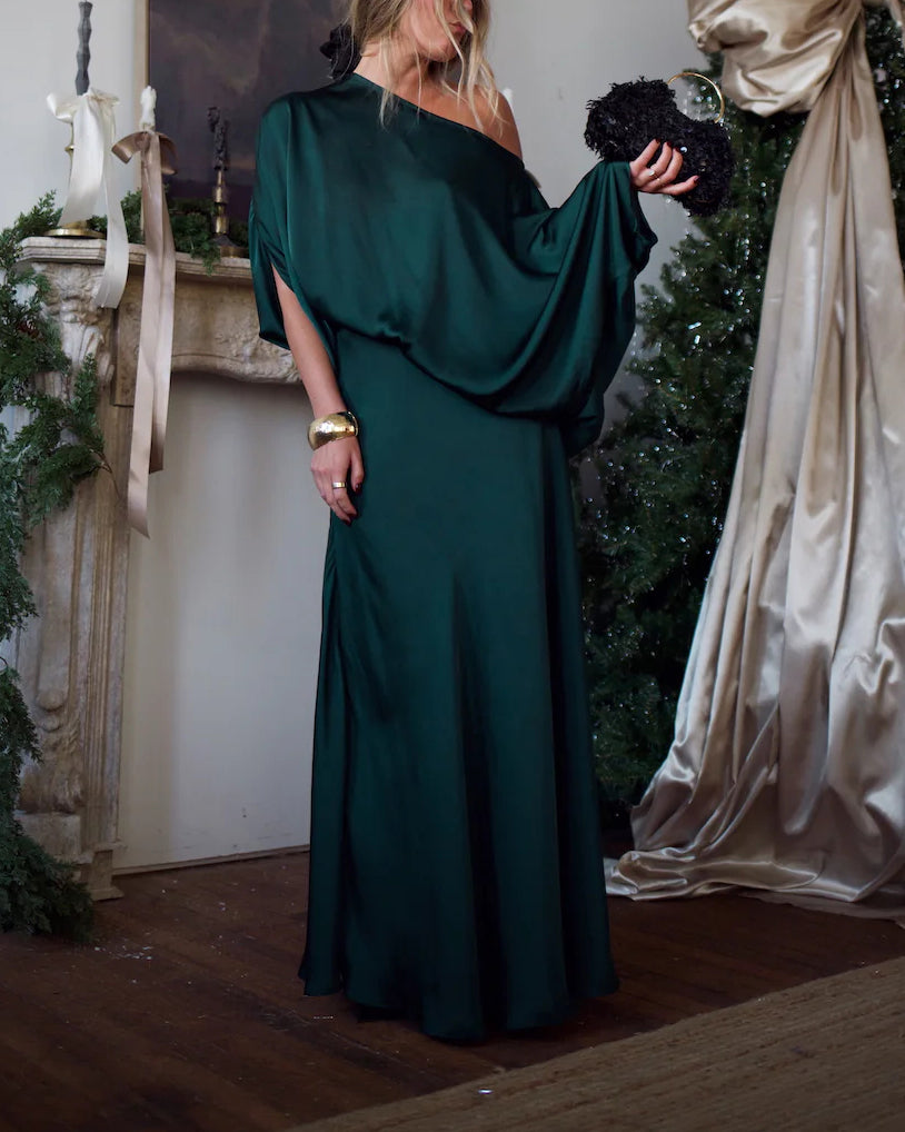 Convertible Drape Blouse & Bias Cut Slip Skirt