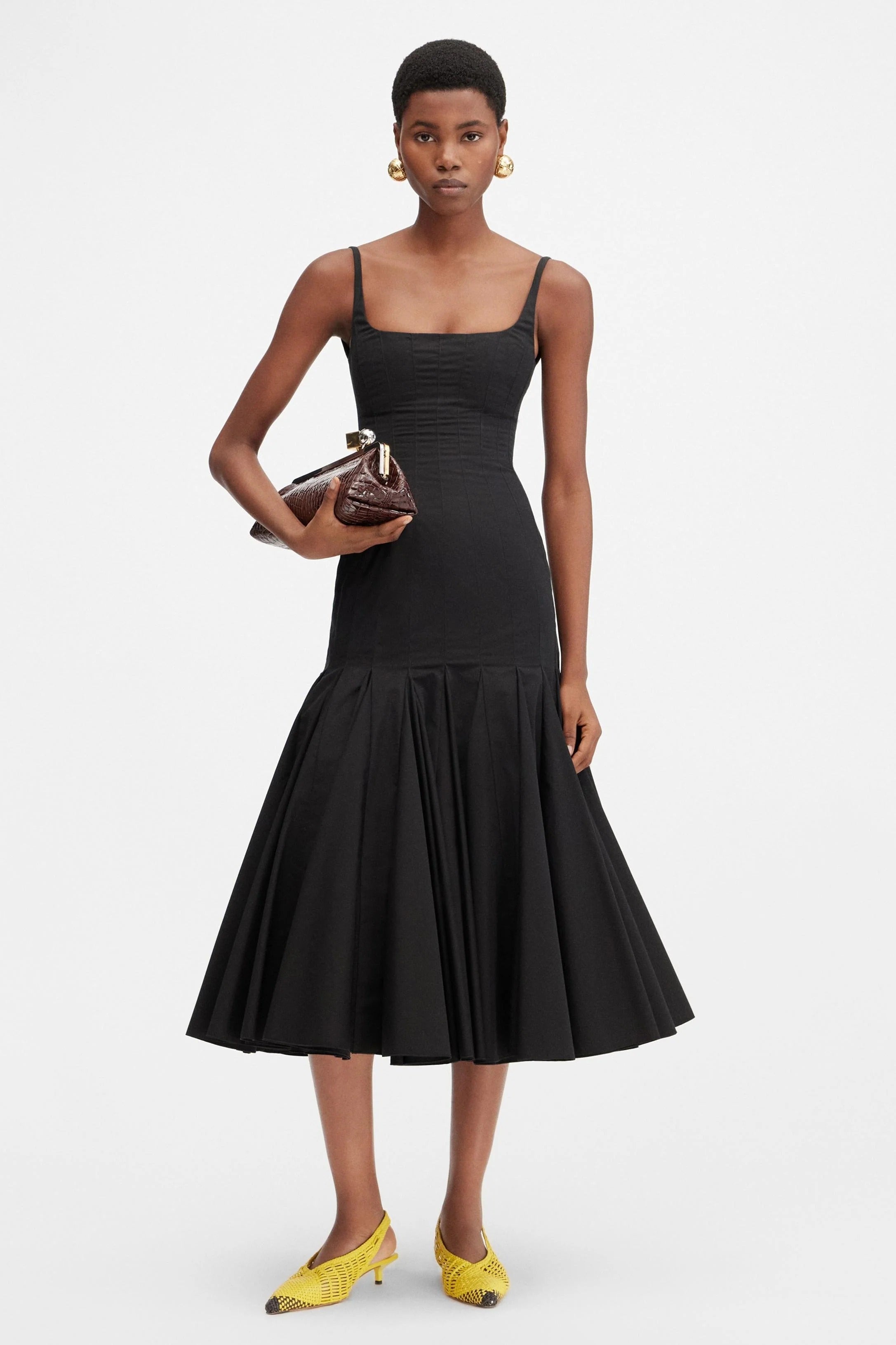 Agave Stitched Pleat Midi Dress