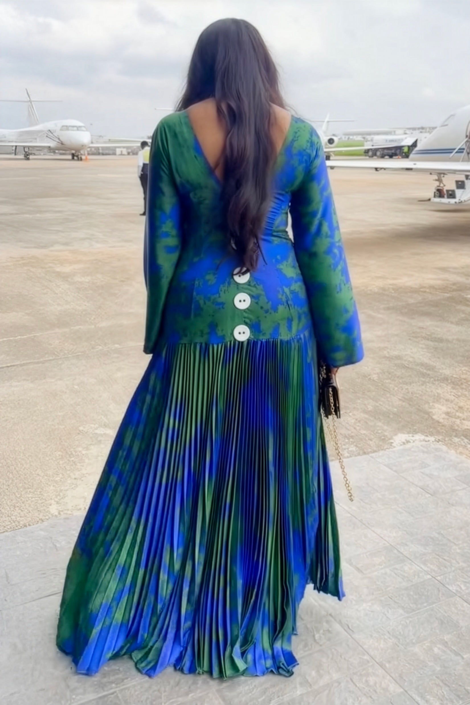 Celestia Borealis Pleated Maxi Dress