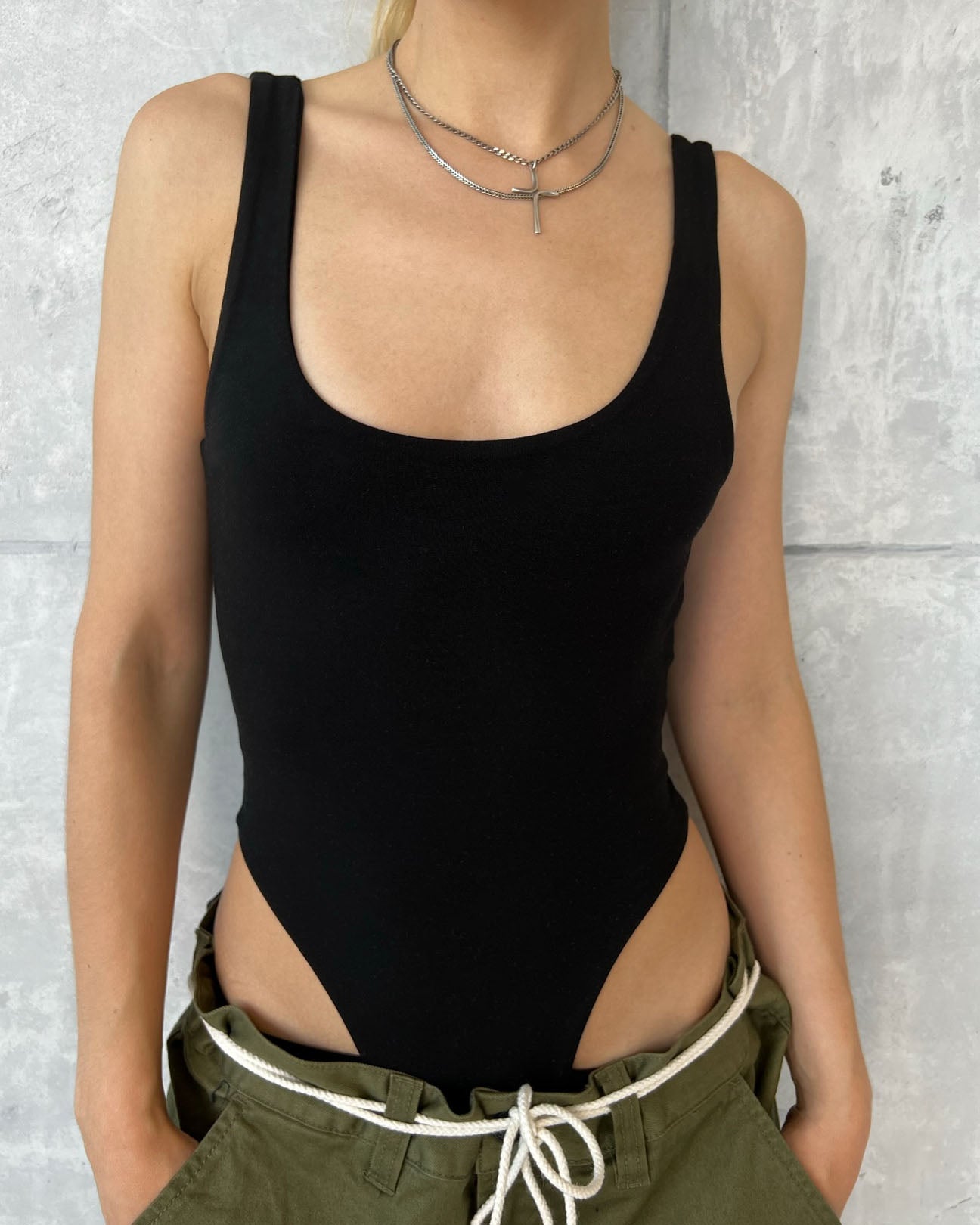 High Cut Bodysuit in Black