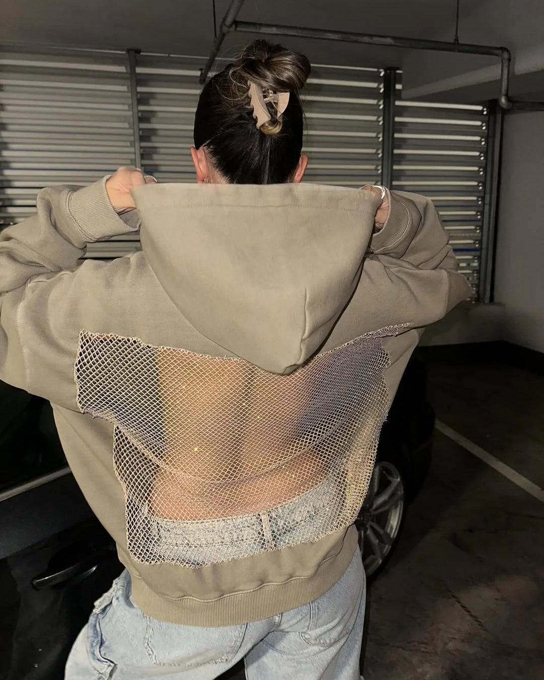 Luna Rhinestone Mesh Hoodie