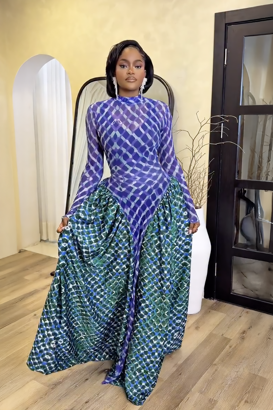Nerina Prism Cascade Maxi Dress