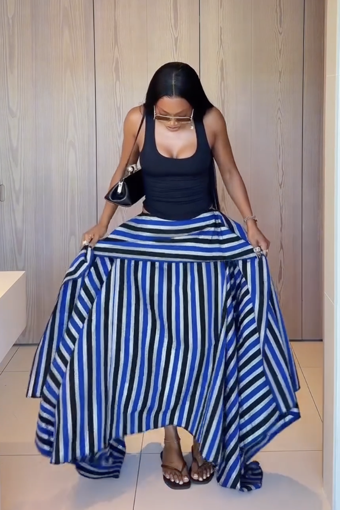 Verdelle Asymmetric Stripe Maxi Skirt