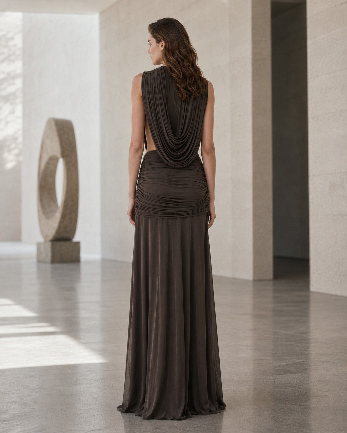 Elowen Draped Plunge Maxi Gown