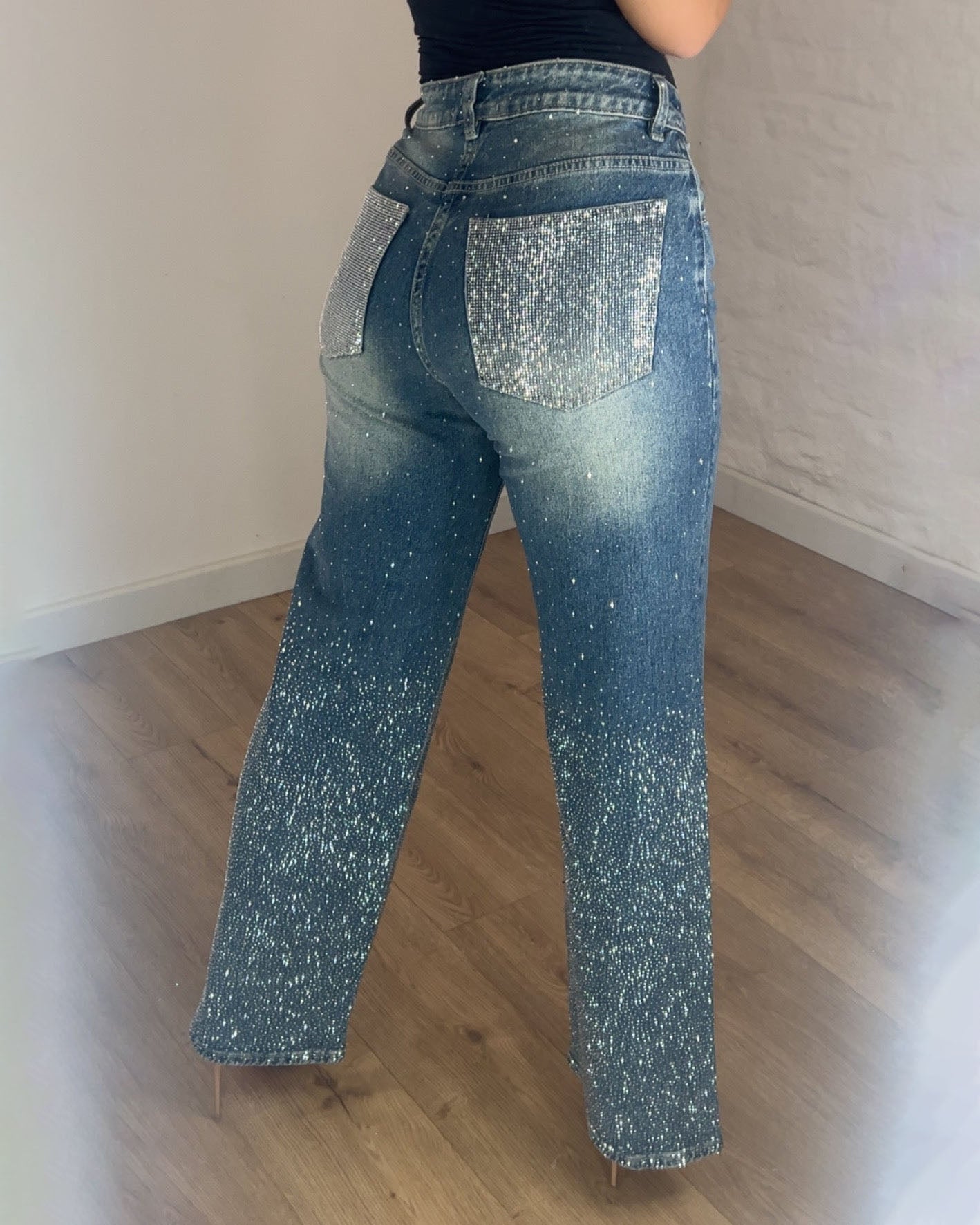 Celeste Ombre Crystal Wide Leg Jeans