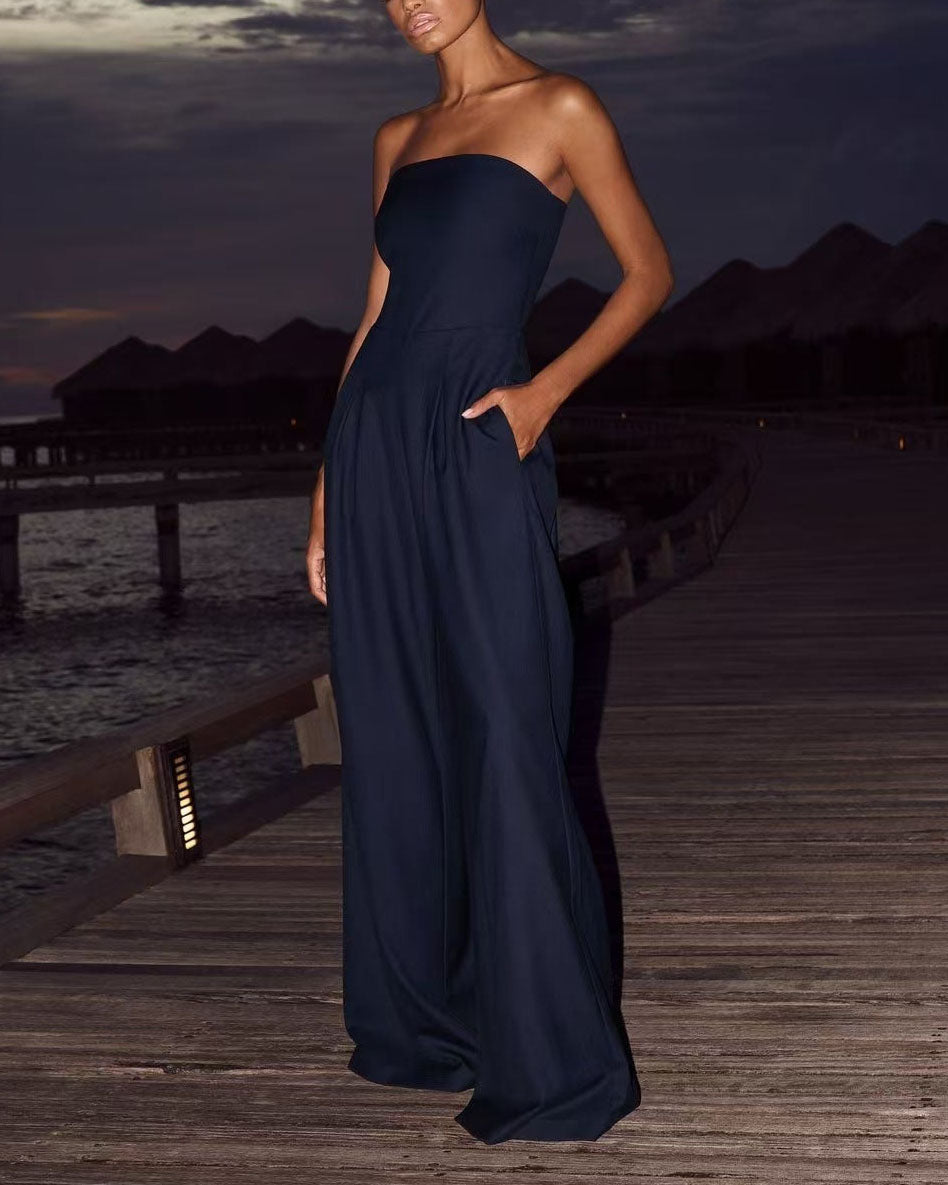 Starry Night-Strapless Backless Jumpsuit