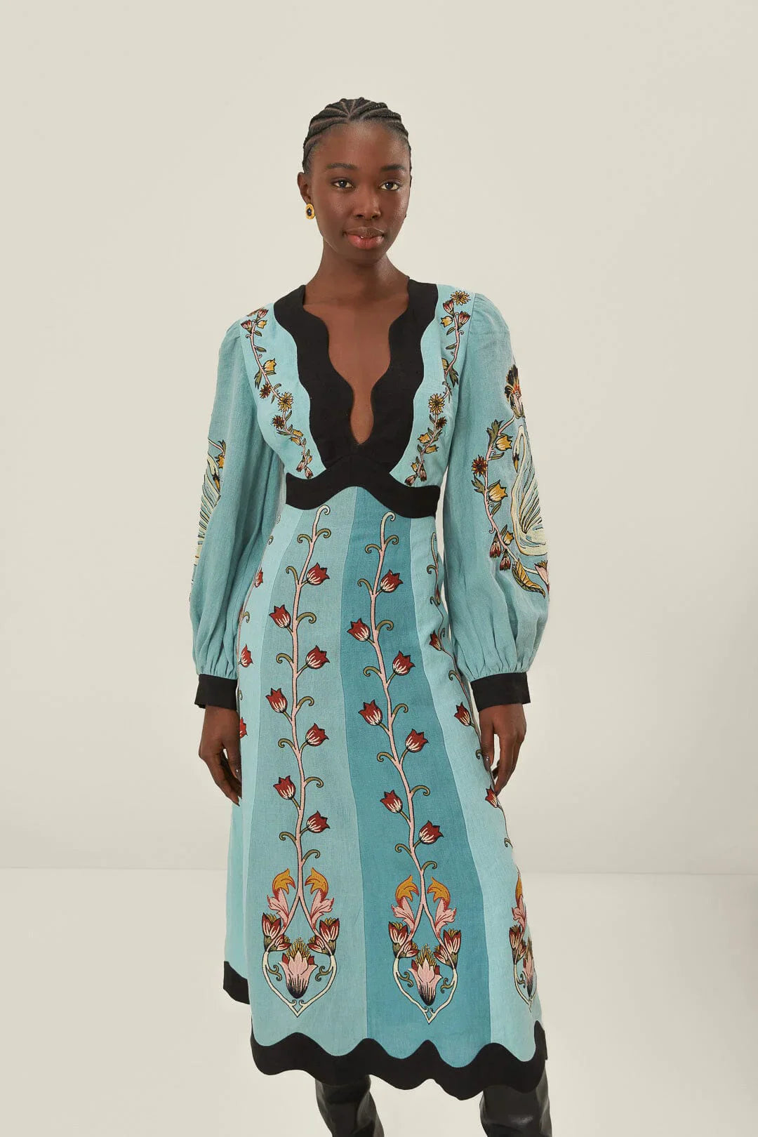 Celeste Swan Garden Midi Dress