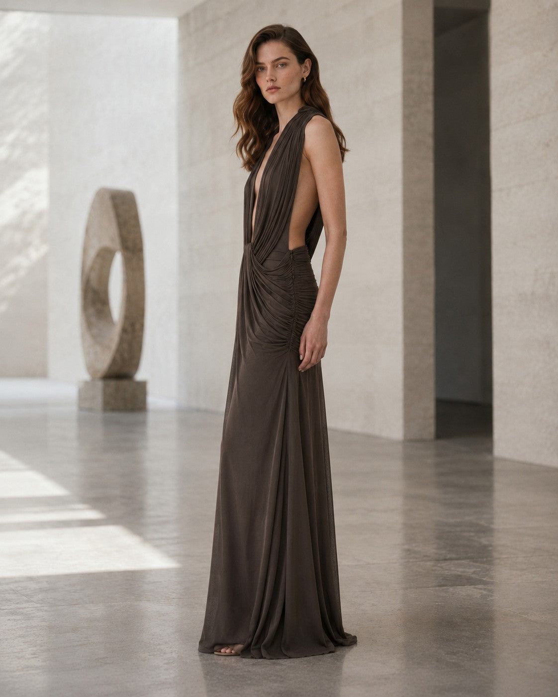 Elowen Draped Plunge Maxi Gown
