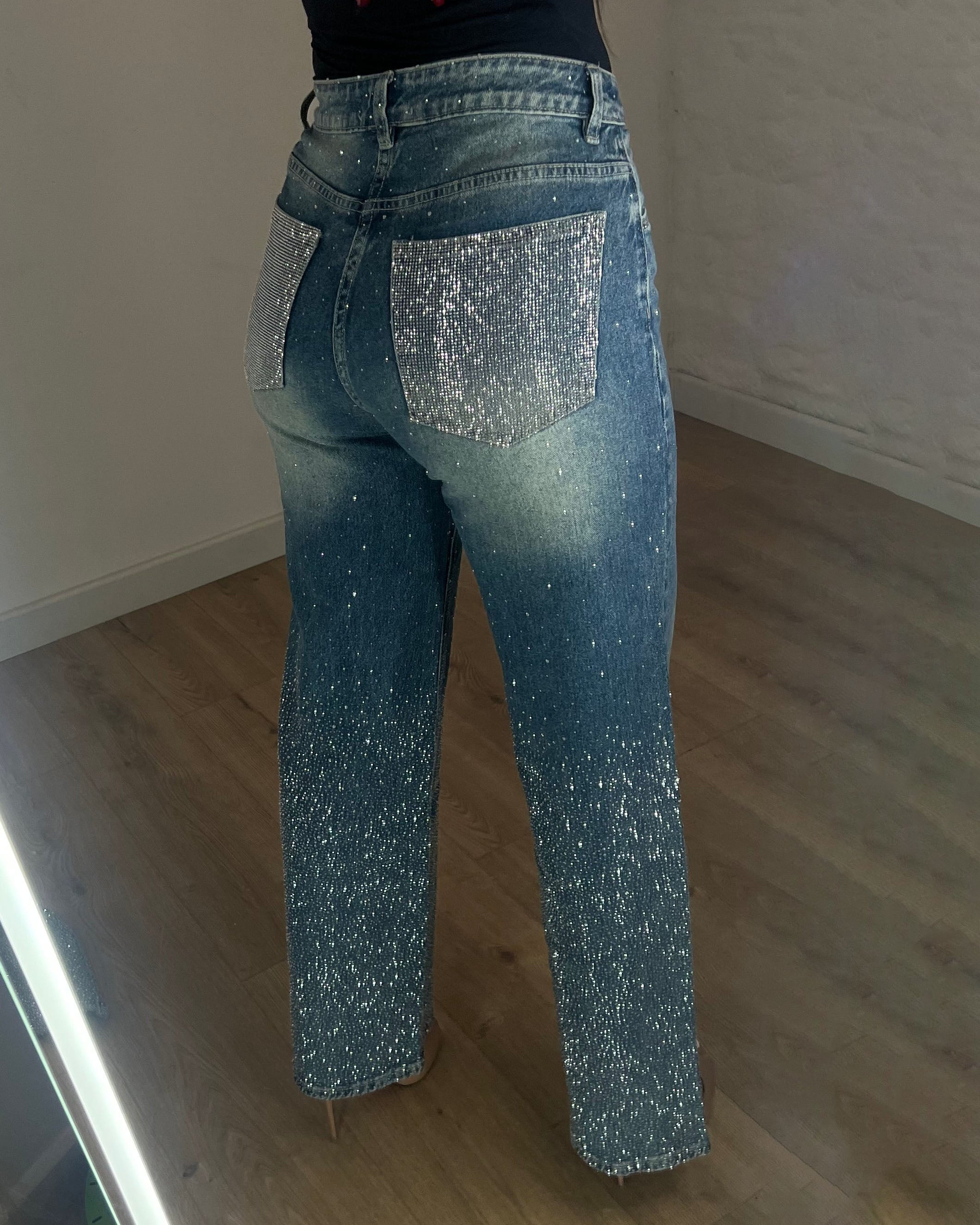 Celeste Ombre Crystal Wide Leg Jeans