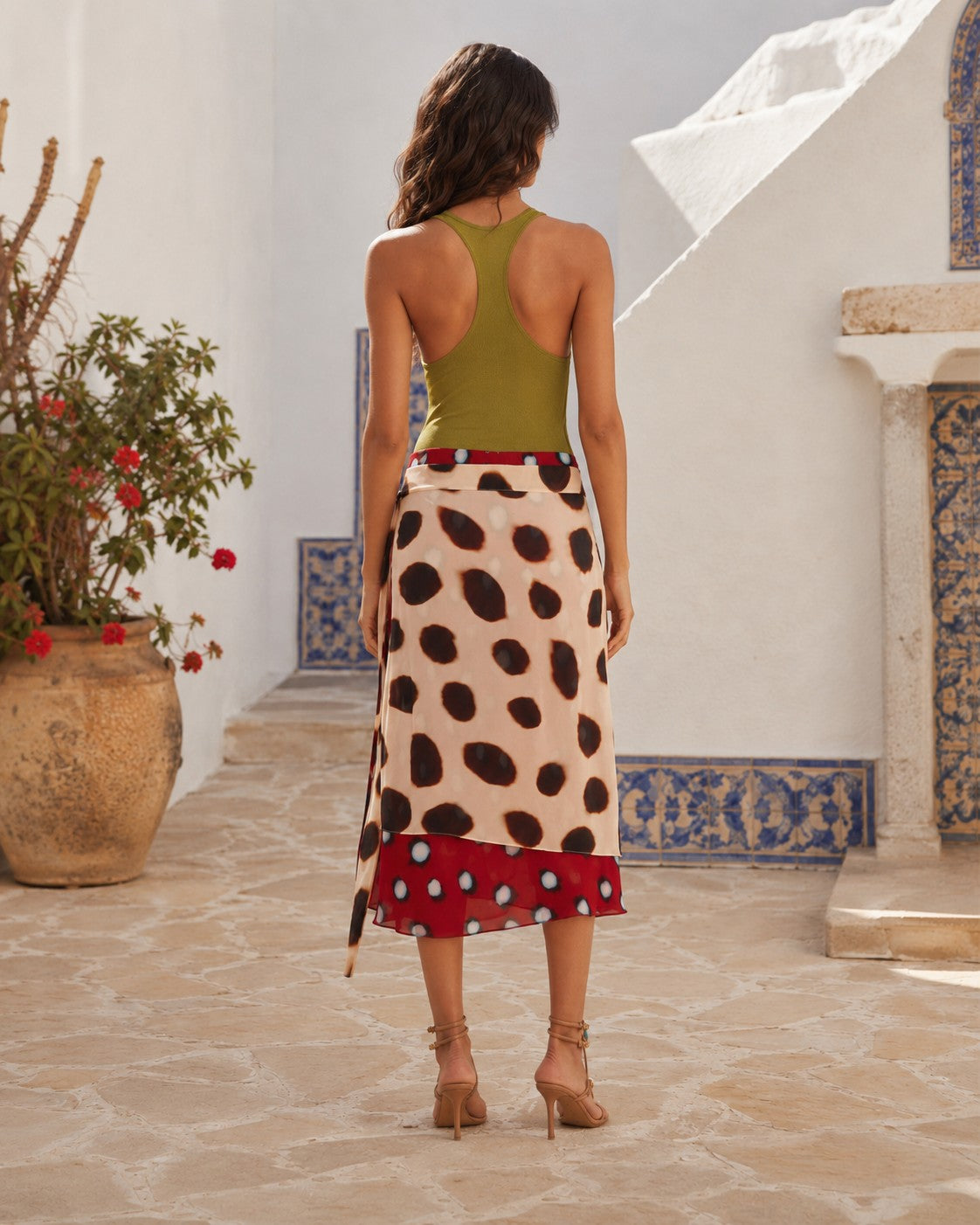 Riva Wild Dot Wrap Midi Skirt