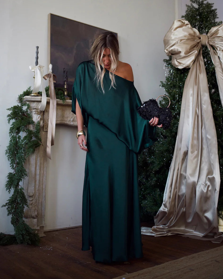 Convertible Drape Blouse & Bias Cut Slip Skirt