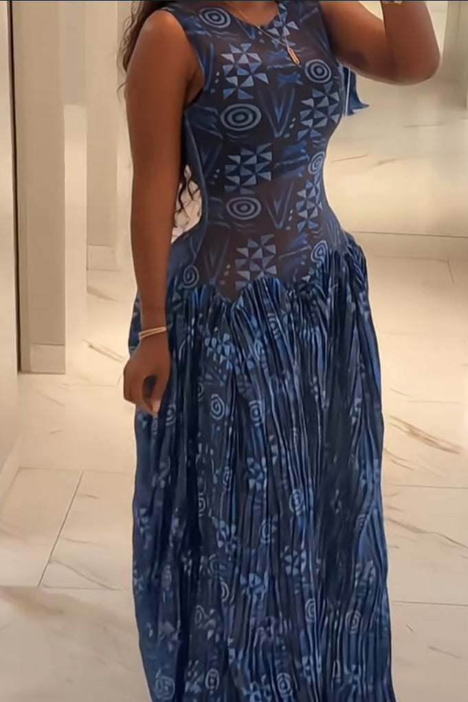 Nyara Heritage Pleated Maxi Dress