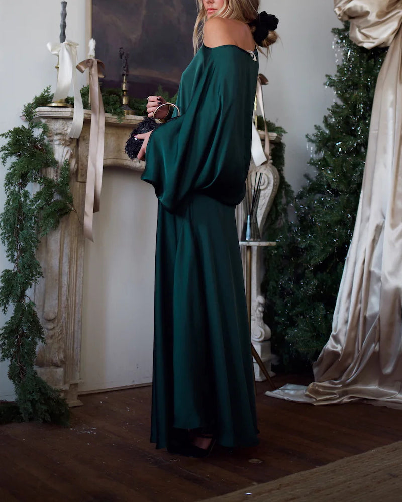 Convertible Drape Blouse & Bias Cut Slip Skirt