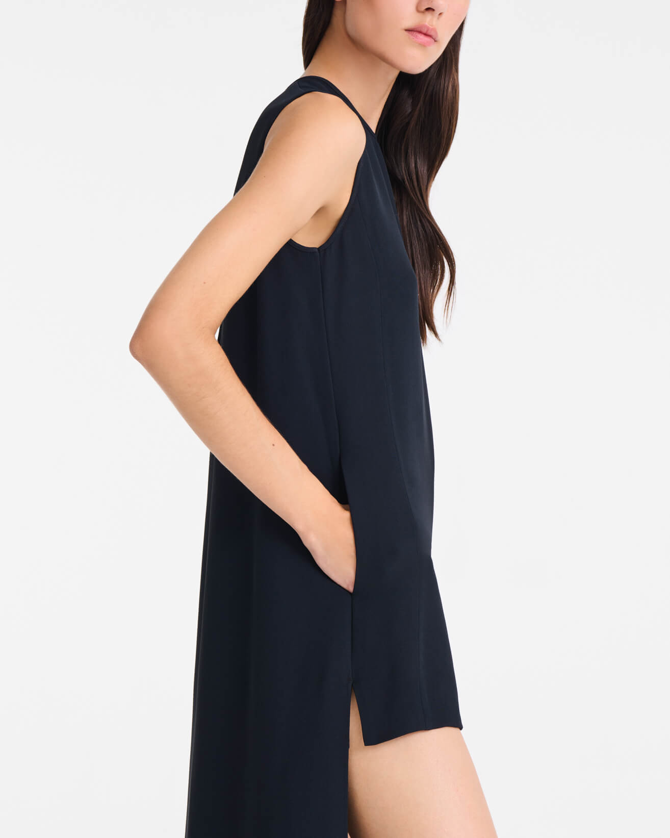 Modern Sleeveless High-Low Hem Playsuit