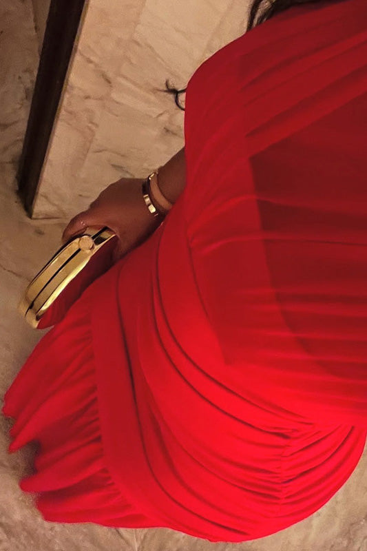 Valencia Ruched Fishtail Maxi Dress