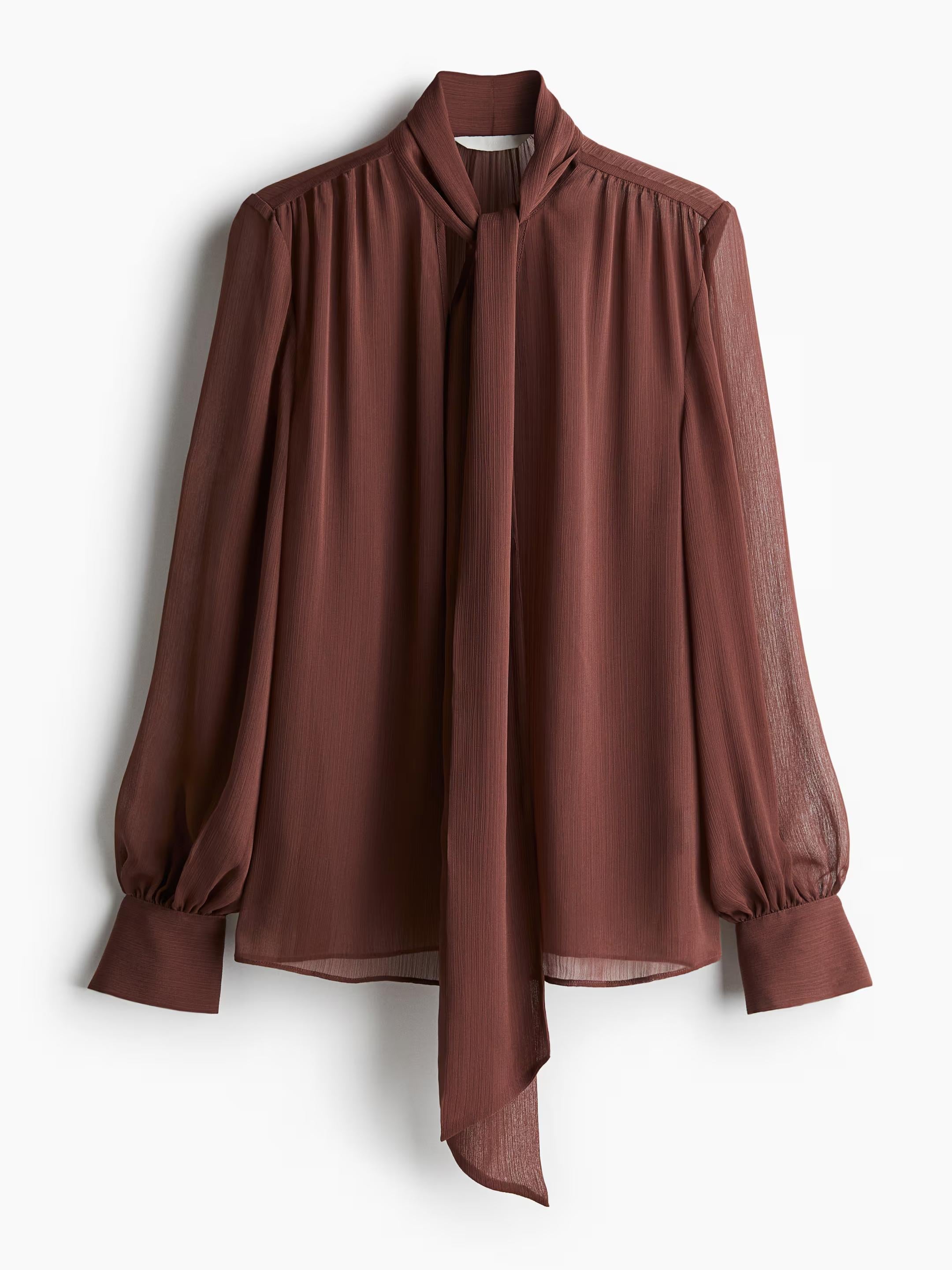 Tie-Neck Chiffon Blouse