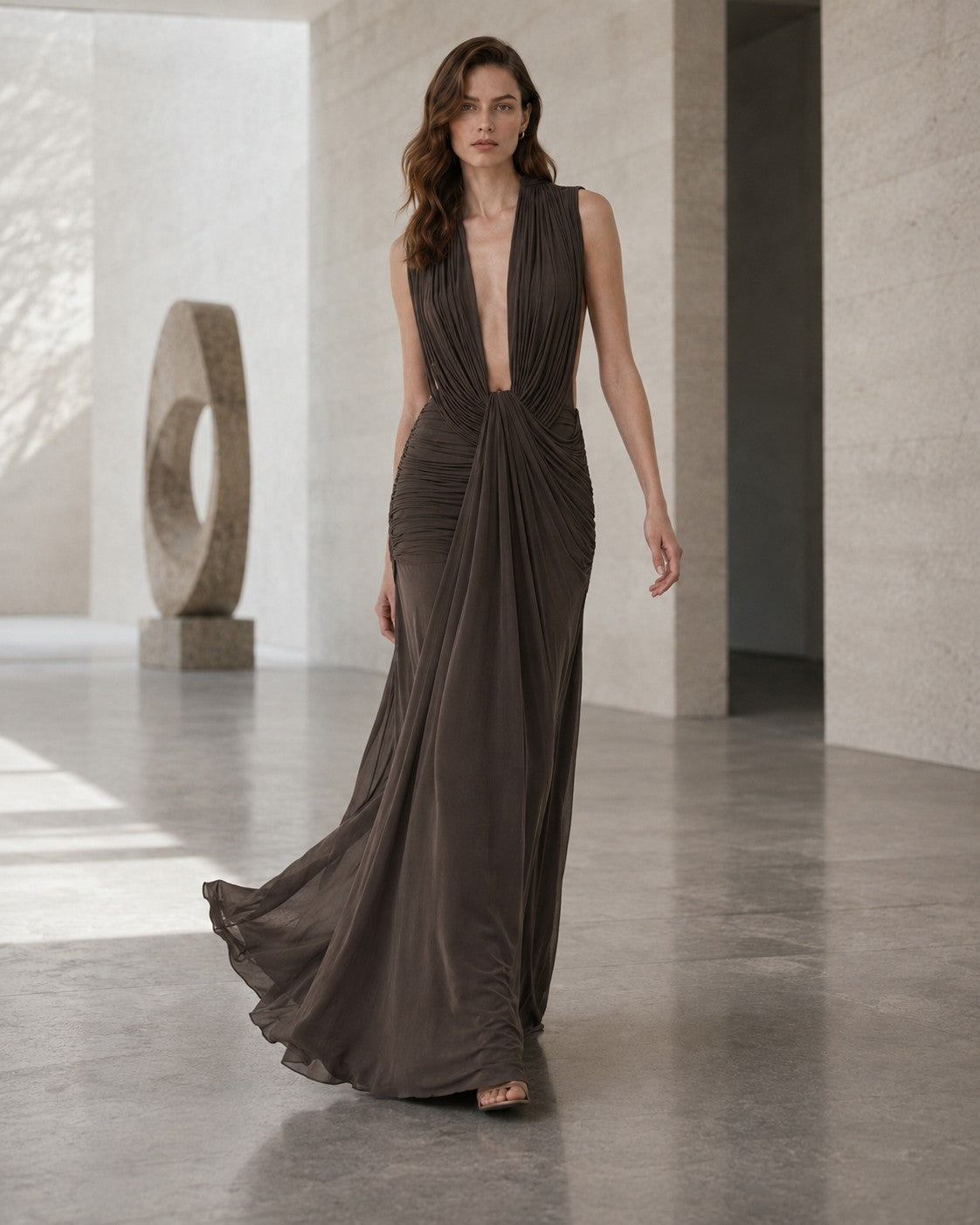 Elowen Draped Plunge Maxi Gown
