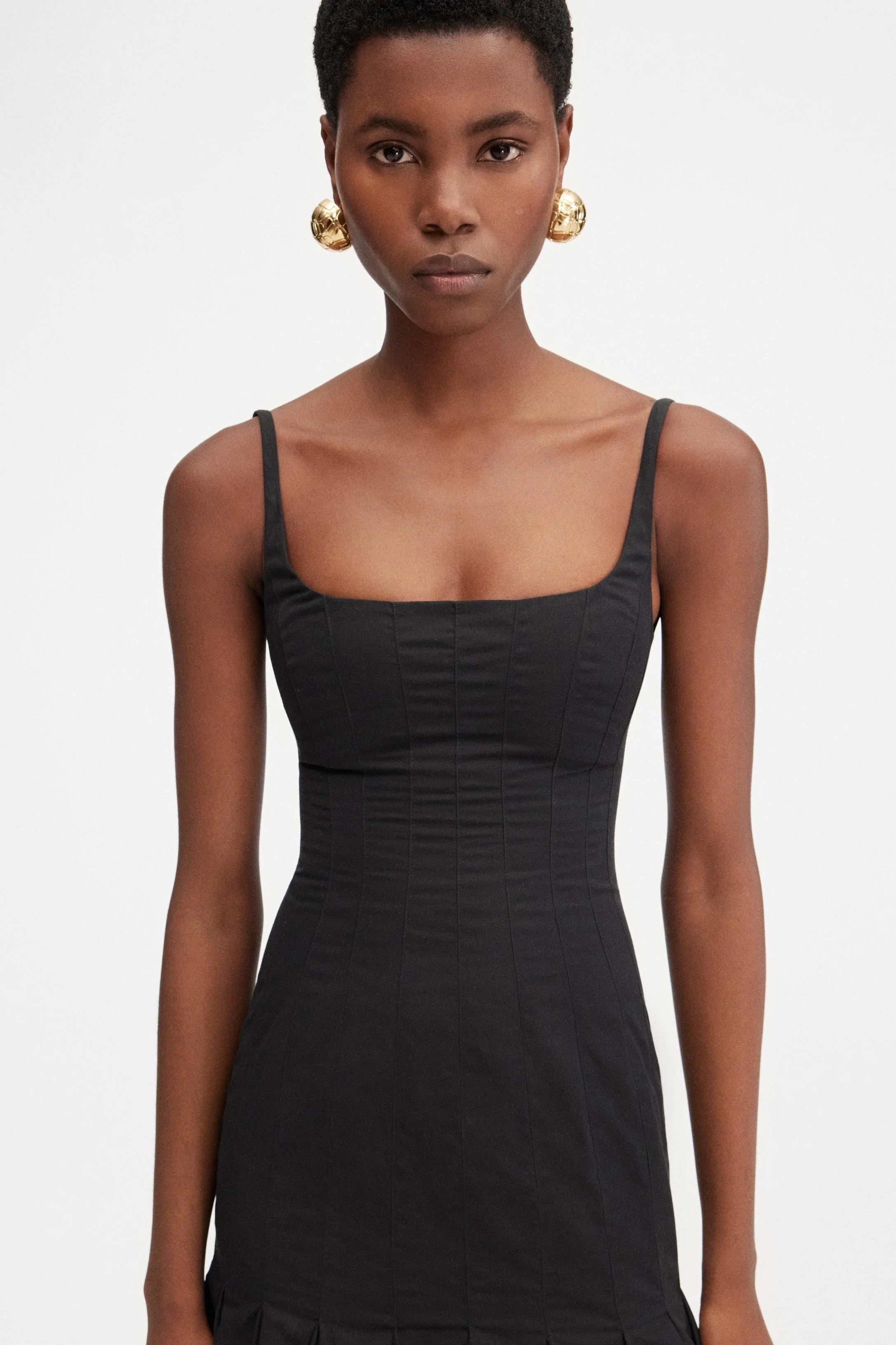Agave Stitched Pleat Midi Dress