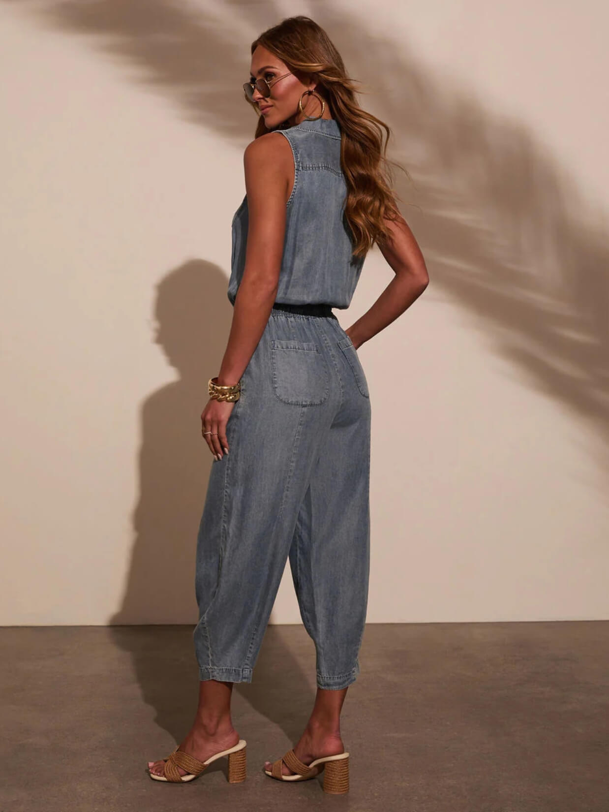 Kelsey Drawstring Denim Jumpsuit