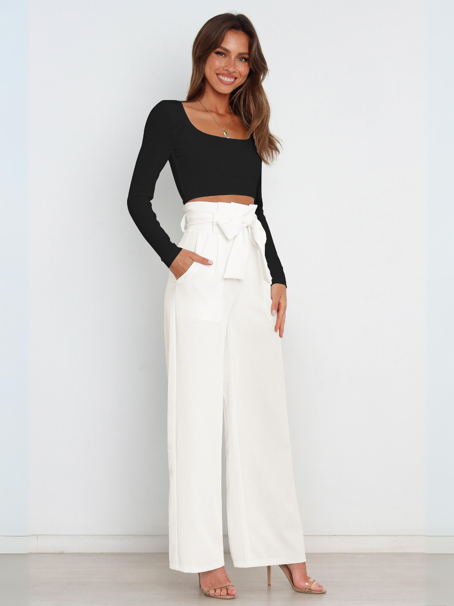 Iconic High Rise Pocketed Trouser Pants - White
