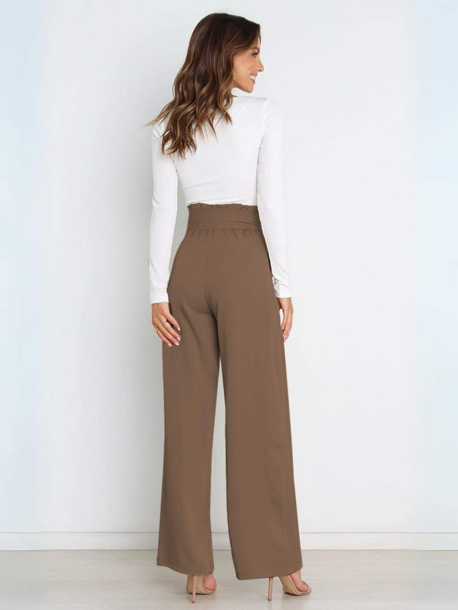 Iconic High Rise Pocketed Trouser Pants - Khaki