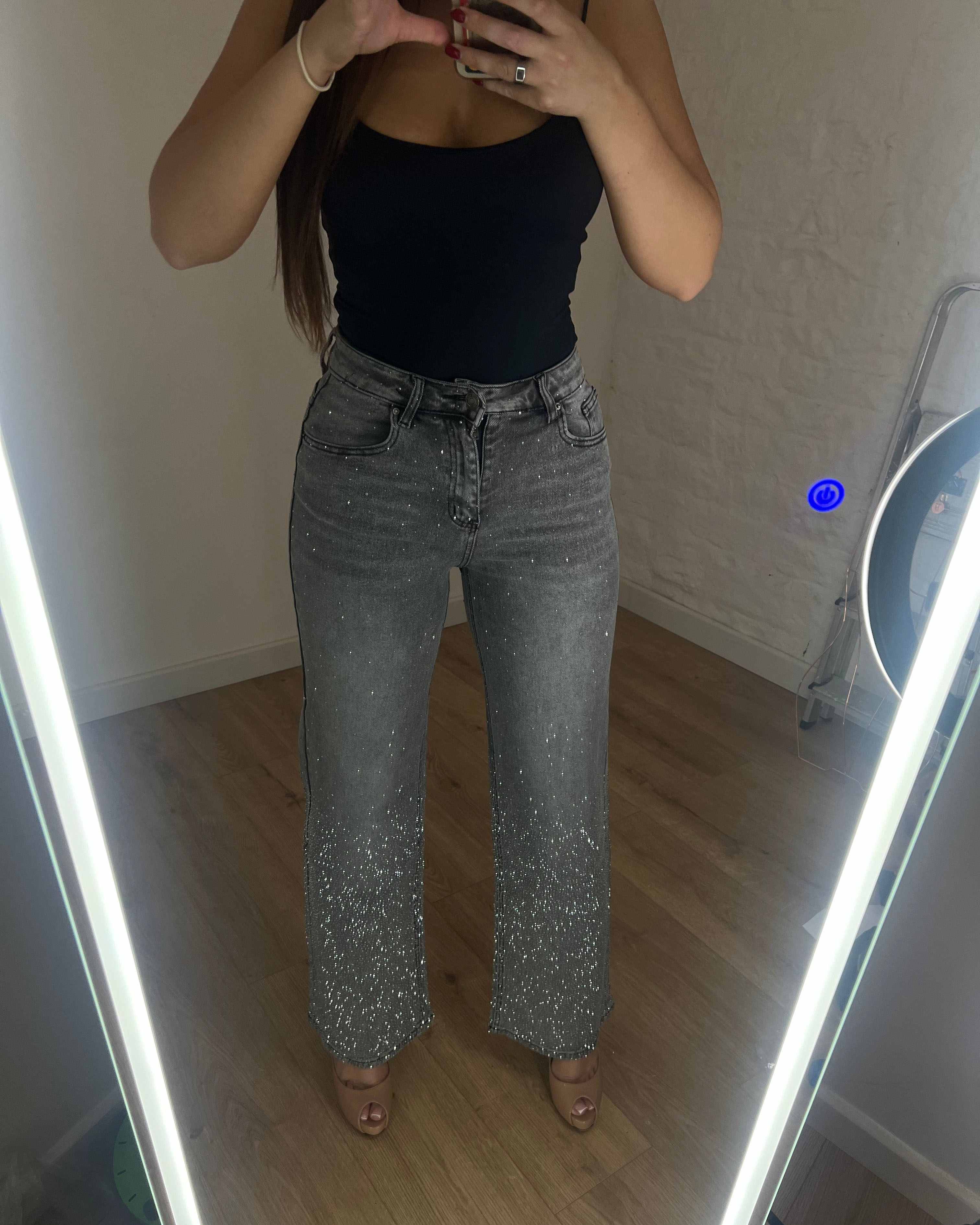 Celeste Ombre Crystal Wide Leg Jeans