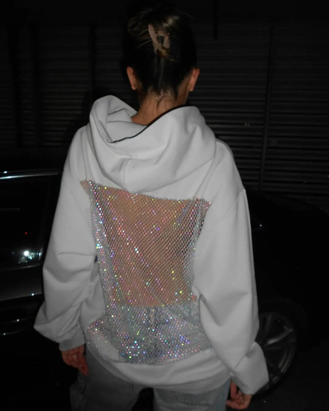 Luna Rhinestone Mesh Hoodie