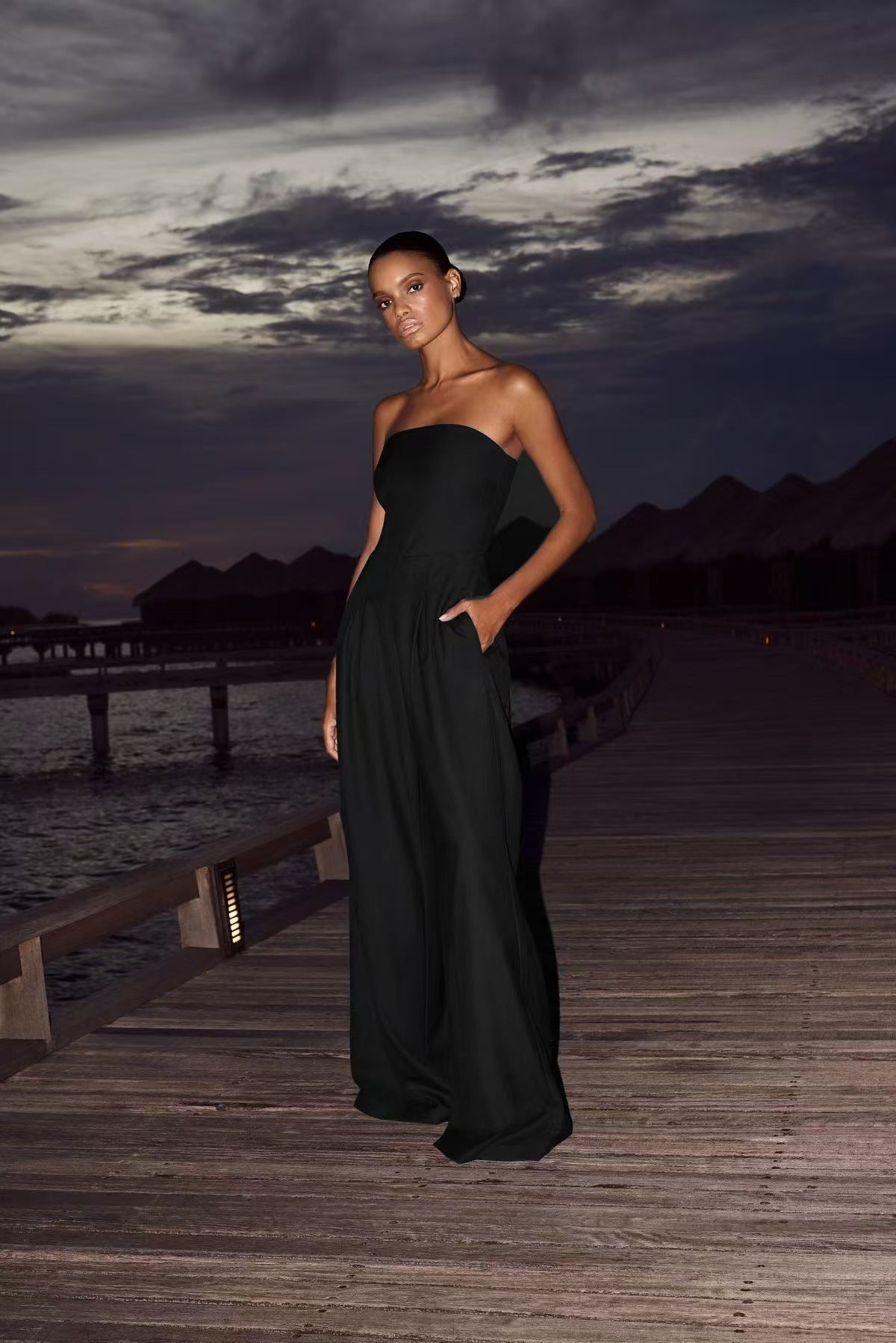 Starry Night-Strapless Backless Jumpsuit