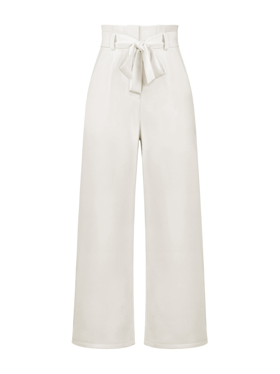 Iconic High Rise Pocketed Trouser Pants - White
