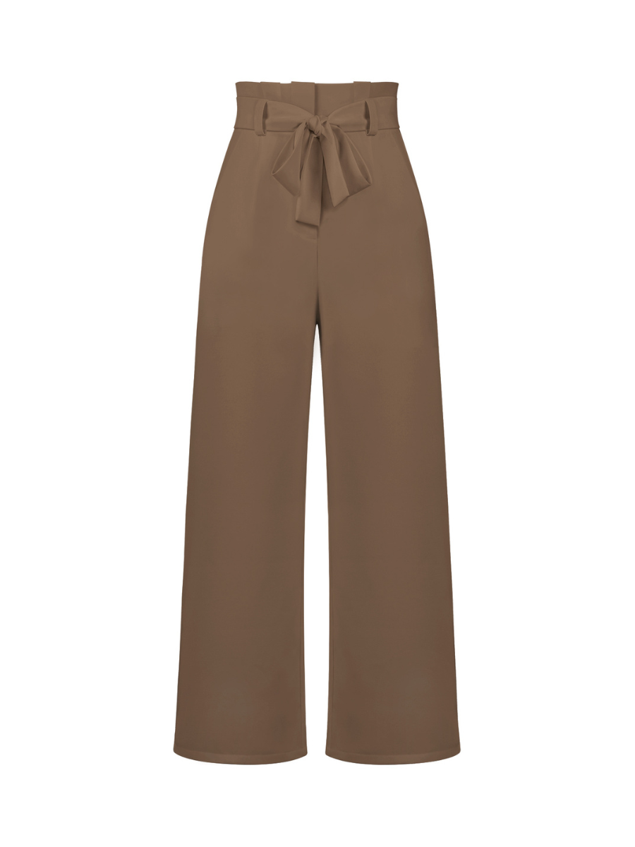 Iconic High Rise Pocketed Trouser Pants - Khaki