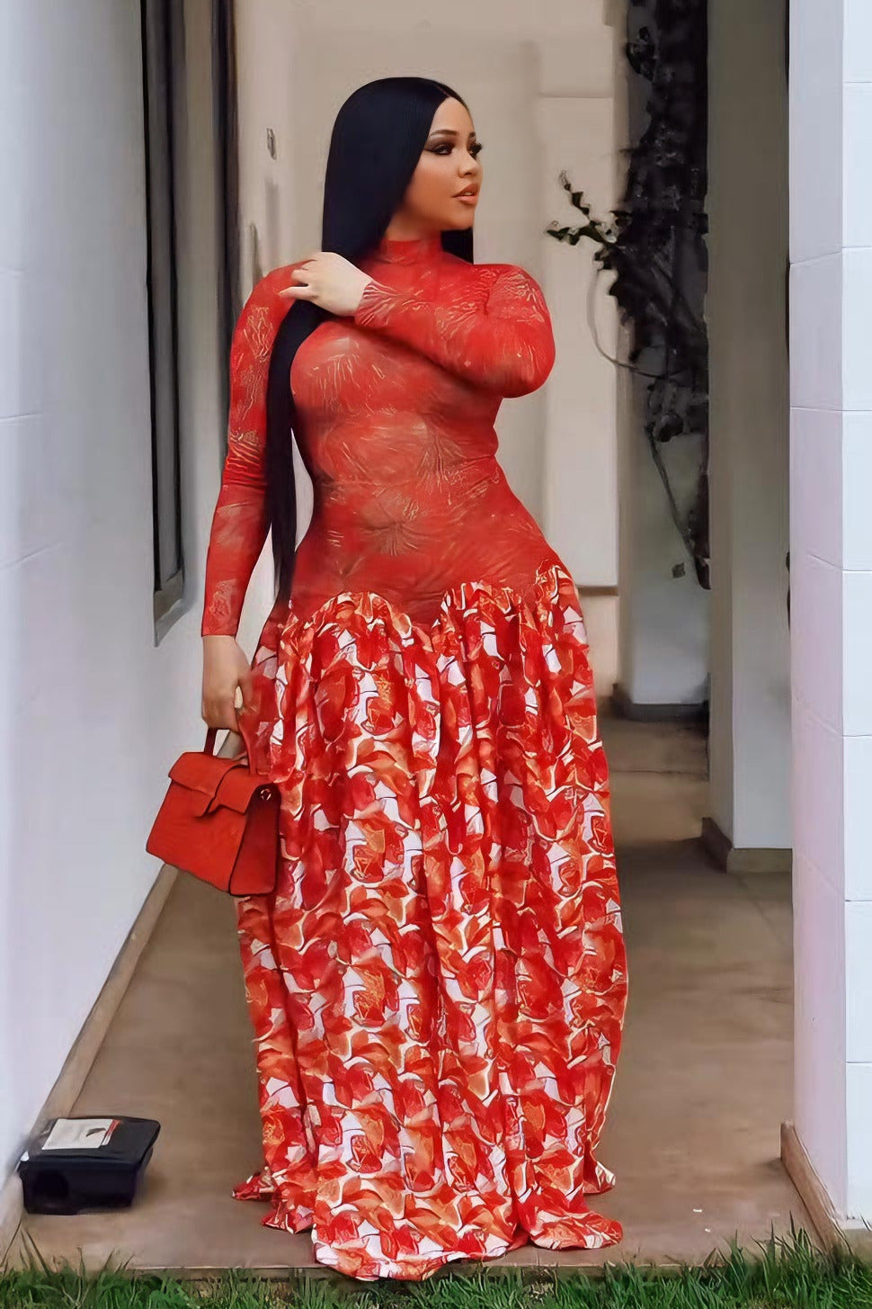 Valencia Crimson Bloom Maxi Dress