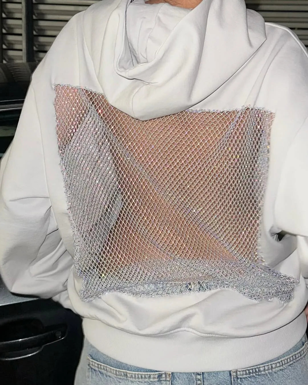 Luna Rhinestone Mesh Hoodie