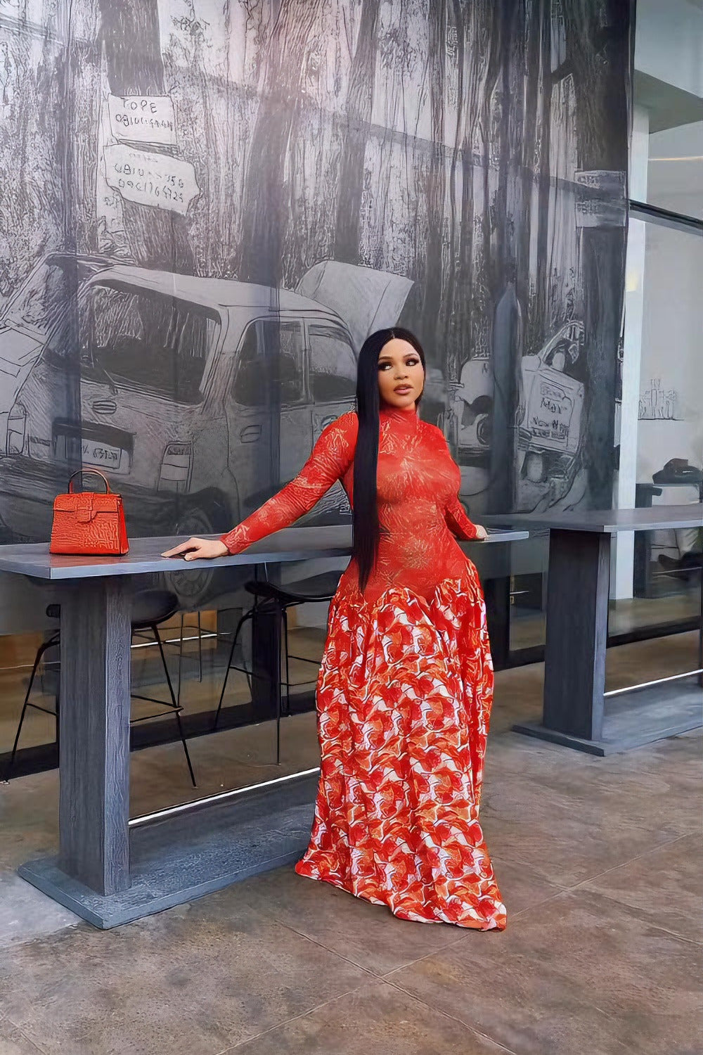 Valencia Crimson Bloom Maxi Dress