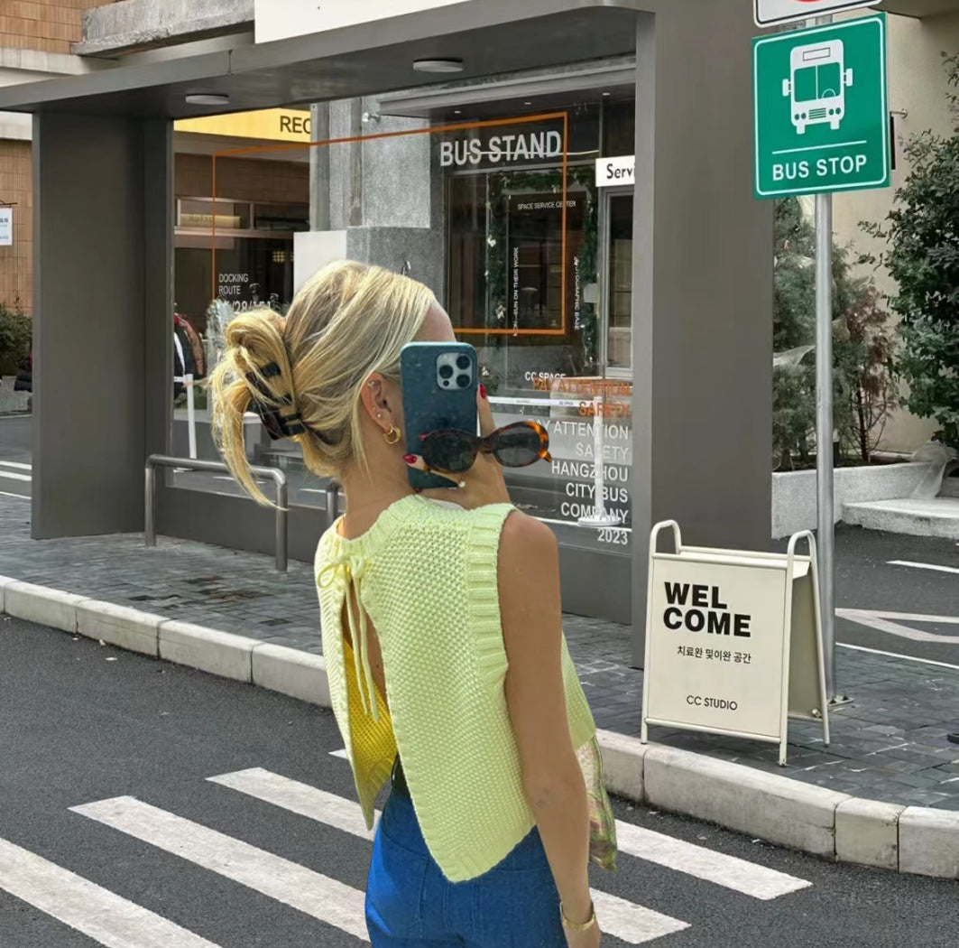 Amy Cardigan Knitted Backless Top