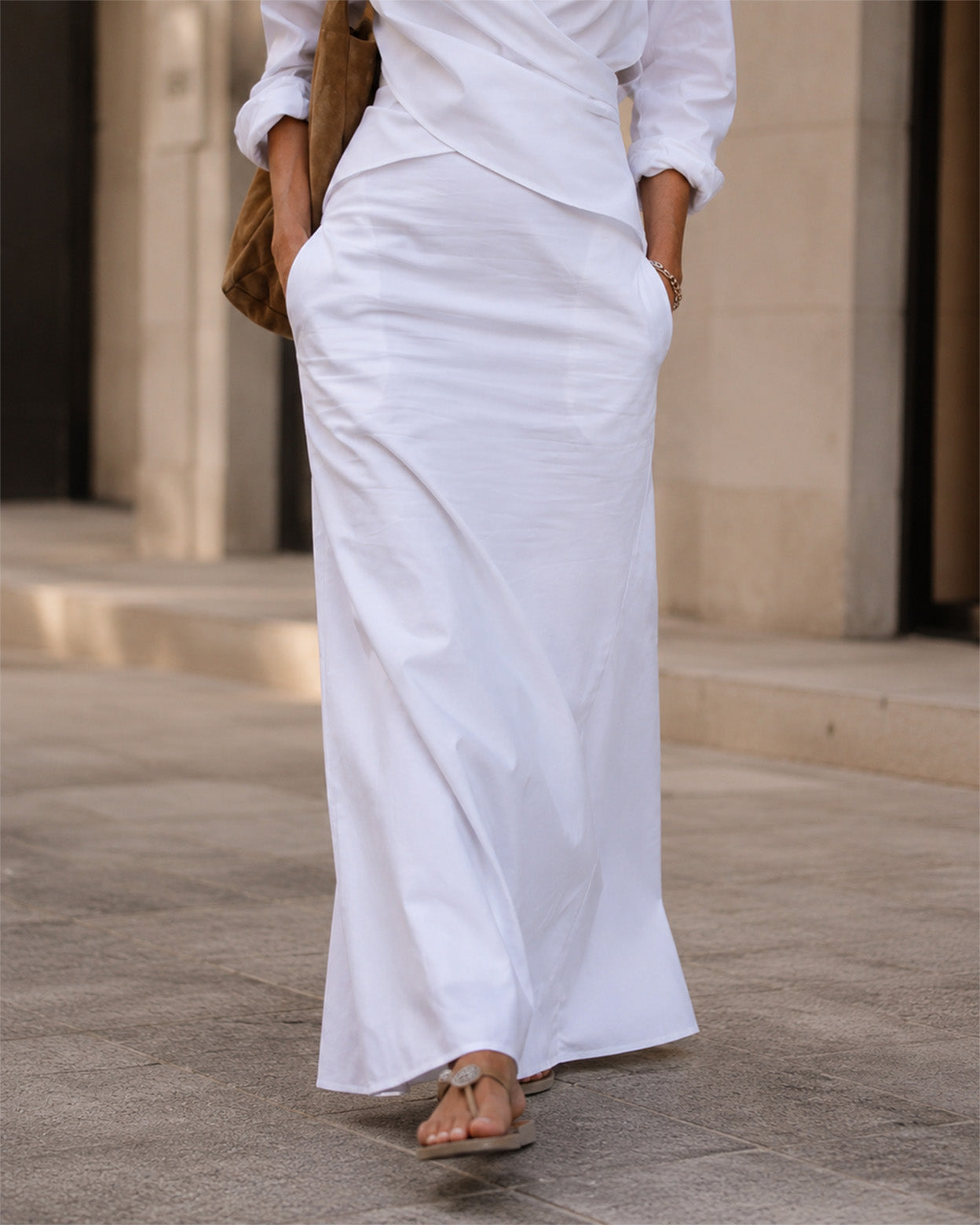 Aloura Wrap Shirt & Maxi Skirt Set