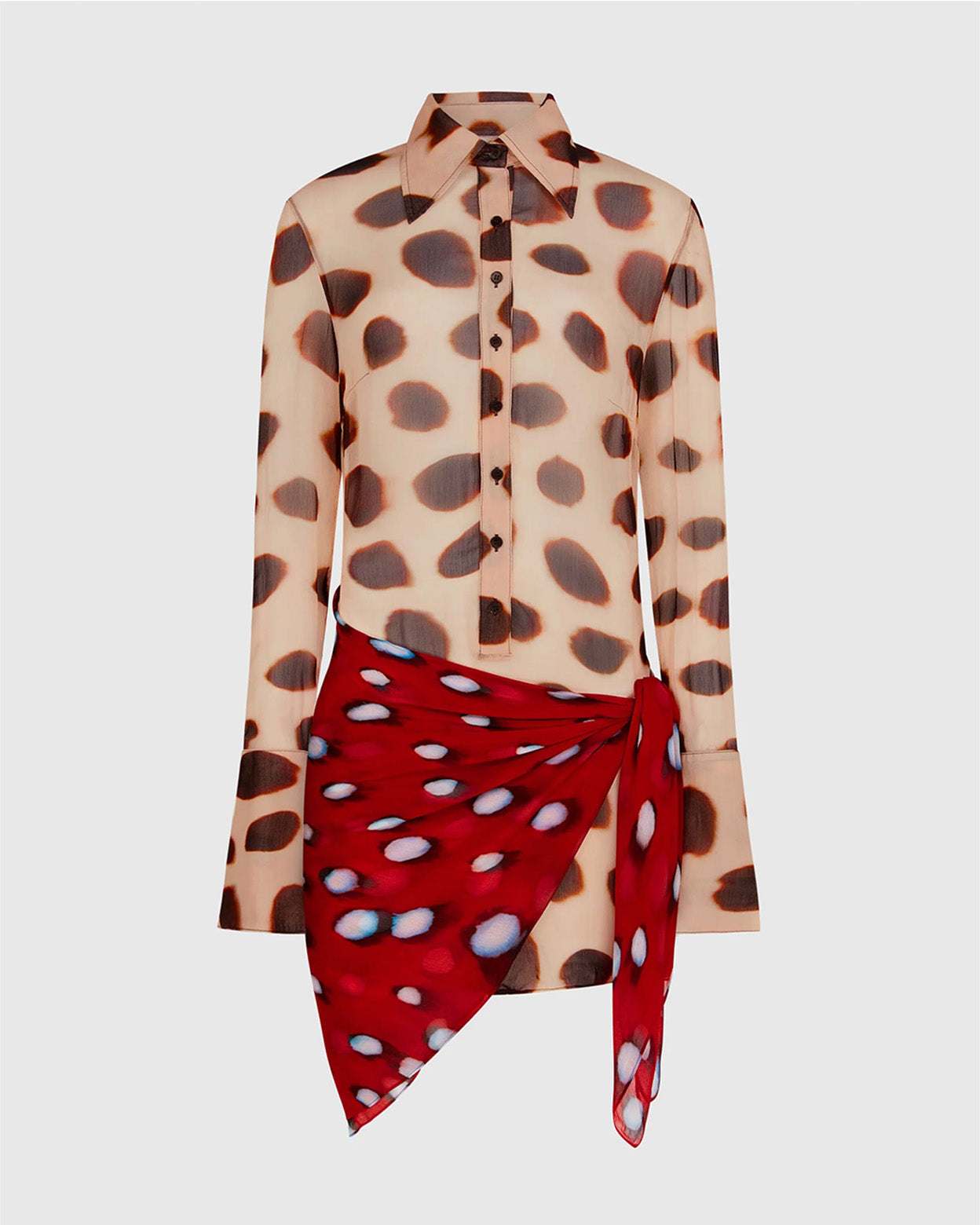 Amara Spotted Scarf Shirt Dress