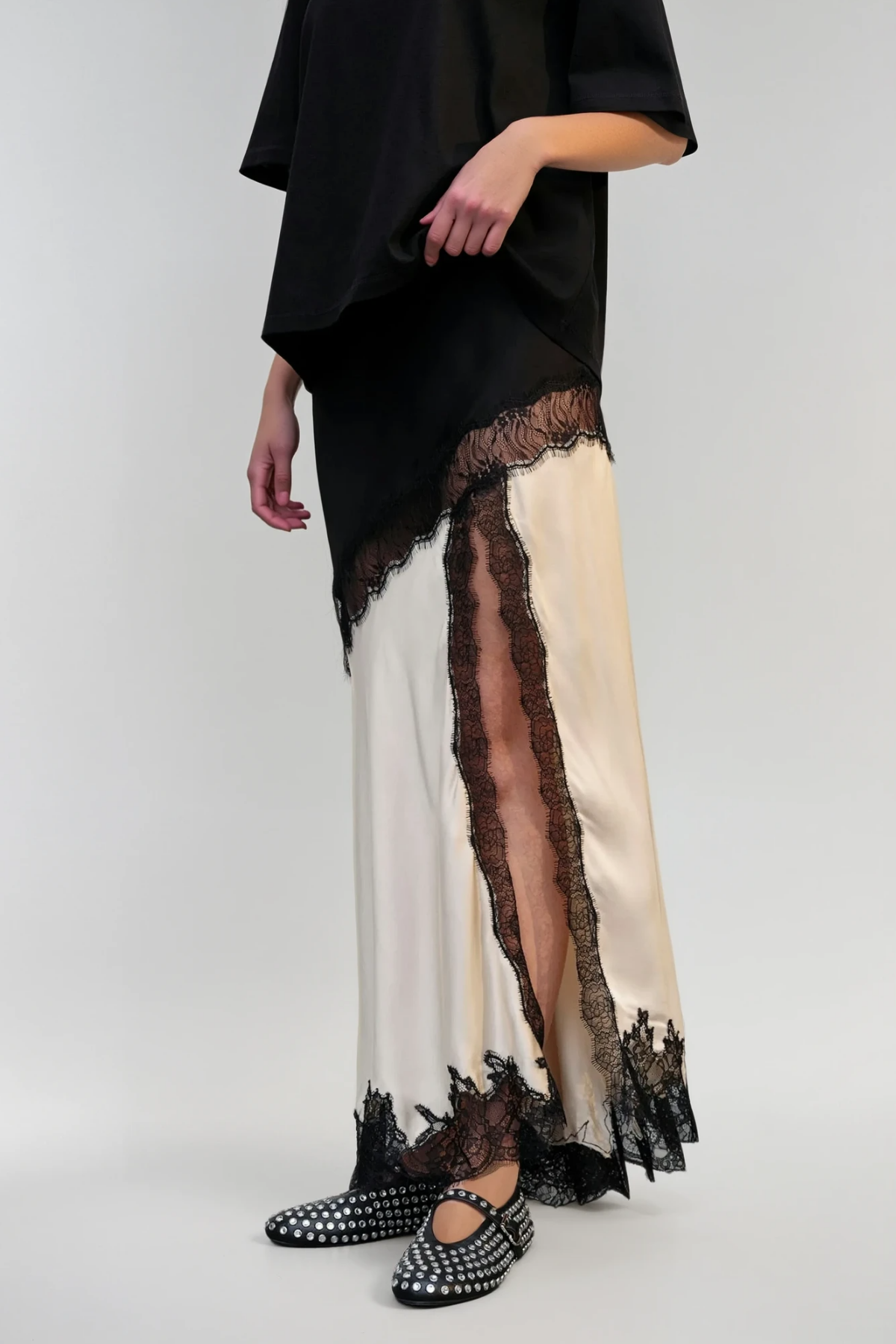Bess Lace Satin Skirt
