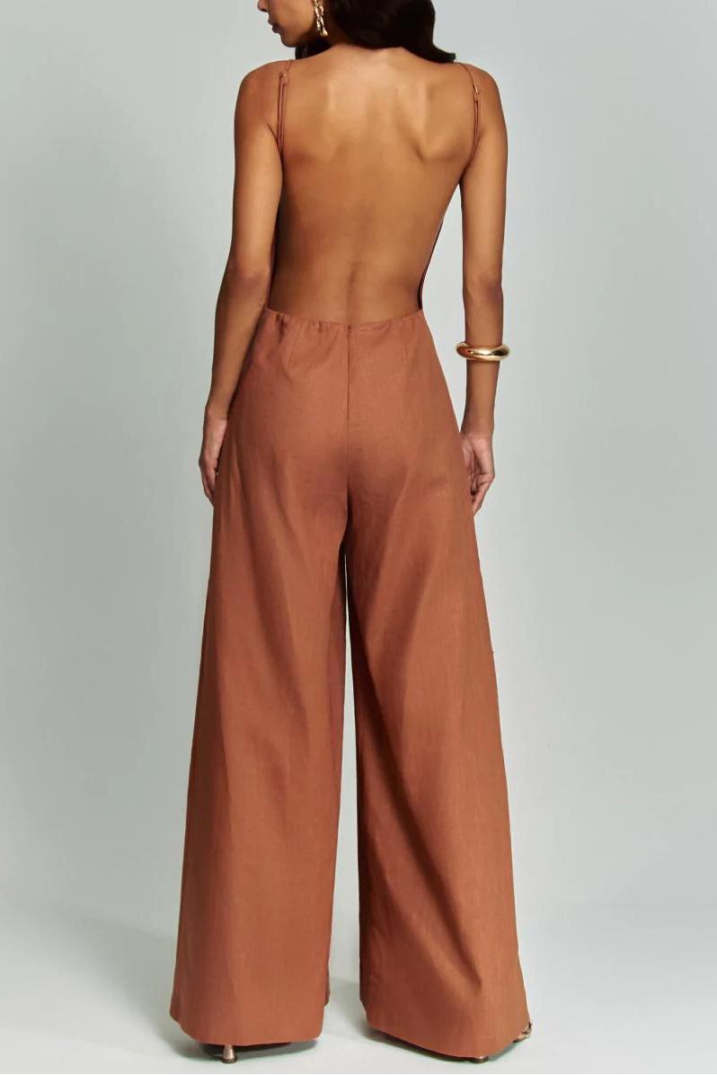 Brown Halter Jumpsuit Radiante