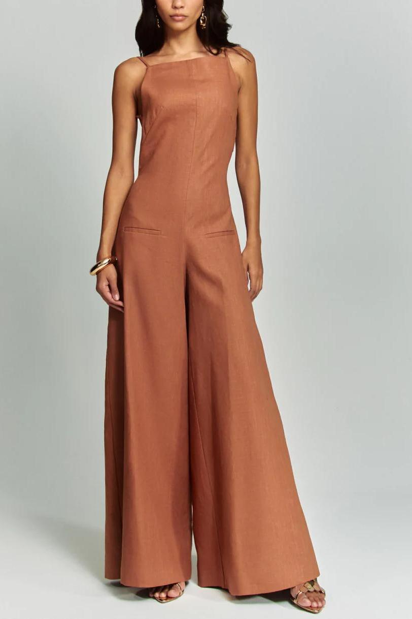 Brown Halter Jumpsuit Radiante