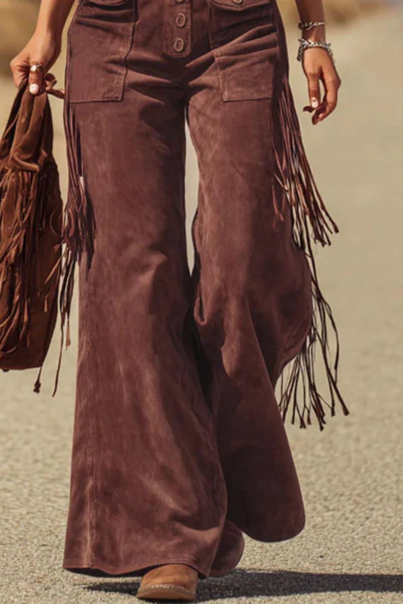 Boho Fringe Micro-Suede Overalls