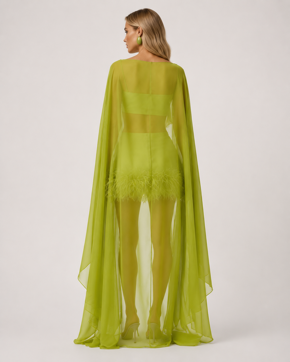 Celestia Feathered Satin Skirt Set